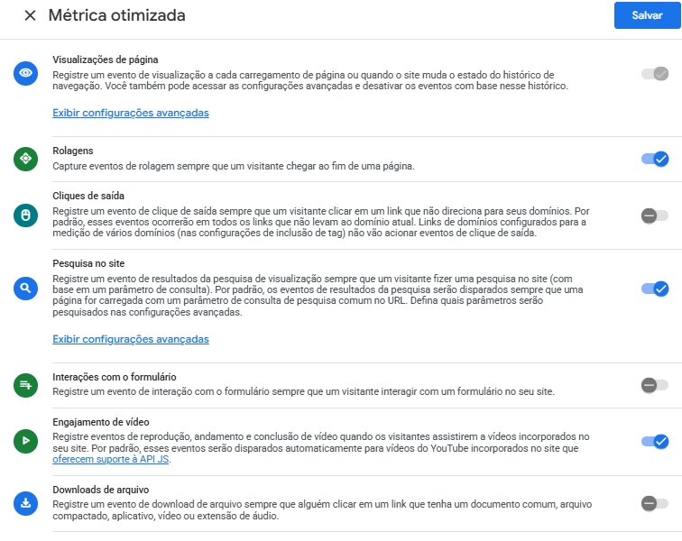 Stream web com a medição aprimorada ajustada
