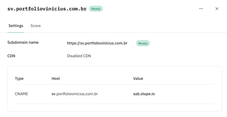 Stape com o domínio próprio conectado